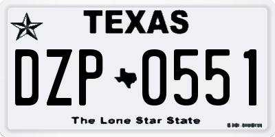 TX license plate DZP0551