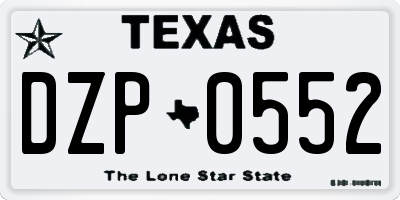 TX license plate DZP0552