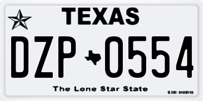 TX license plate DZP0554