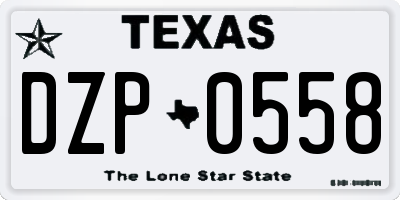 TX license plate DZP0558