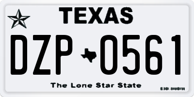 TX license plate DZP0561