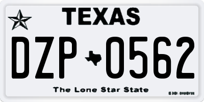 TX license plate DZP0562