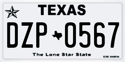 TX license plate DZP0567