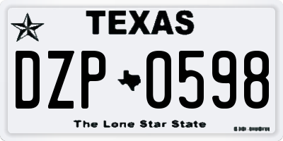 TX license plate DZP0598