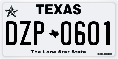 TX license plate DZP0601
