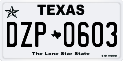 TX license plate DZP0603