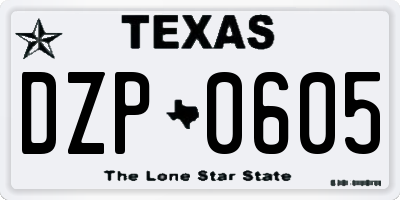 TX license plate DZP0605
