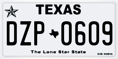 TX license plate DZP0609