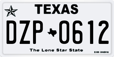 TX license plate DZP0612
