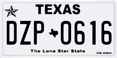 TX license plate DZP0616