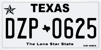 TX license plate DZP0625