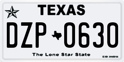 TX license plate DZP0630