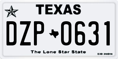 TX license plate DZP0631