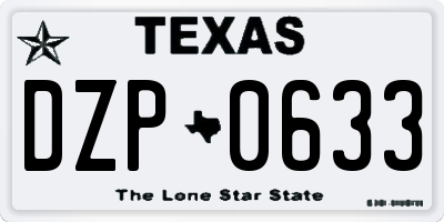TX license plate DZP0633