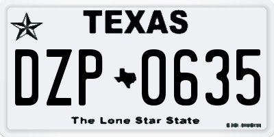 TX license plate DZP0635