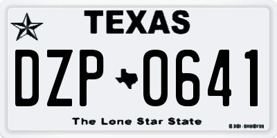 TX license plate DZP0641