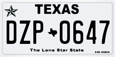 TX license plate DZP0647