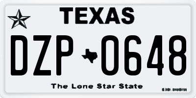 TX license plate DZP0648