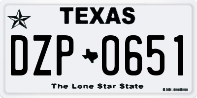 TX license plate DZP0651