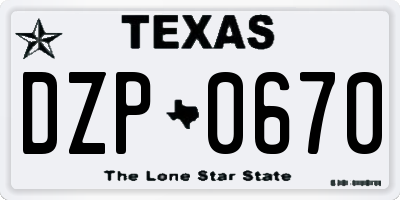 TX license plate DZP0670