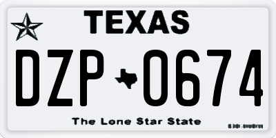 TX license plate DZP0674
