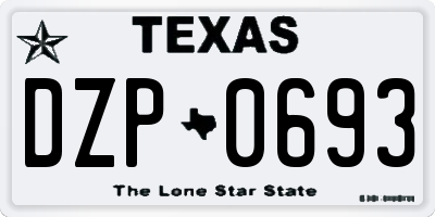 TX license plate DZP0693