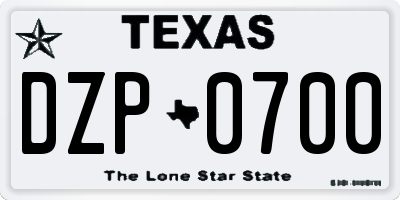TX license plate DZP0700