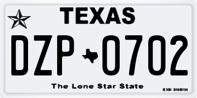 TX license plate DZP0702