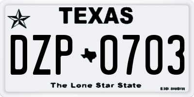 TX license plate DZP0703