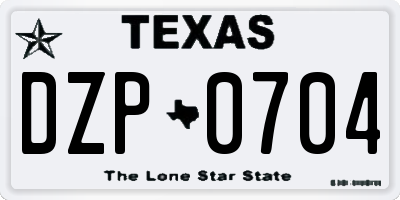 TX license plate DZP0704