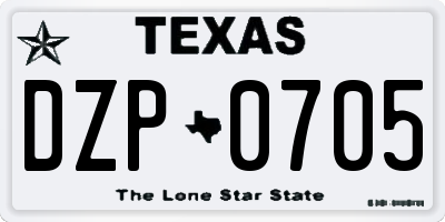 TX license plate DZP0705