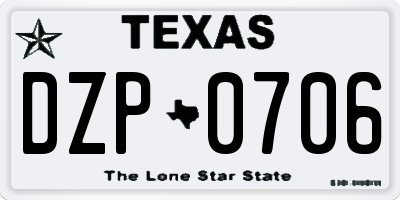TX license plate DZP0706