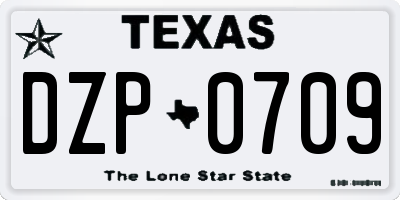 TX license plate DZP0709