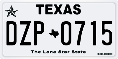 TX license plate DZP0715