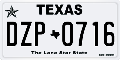 TX license plate DZP0716