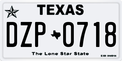 TX license plate DZP0718