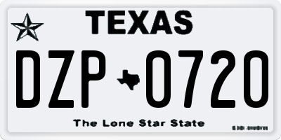TX license plate DZP0720