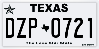 TX license plate DZP0721