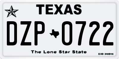 TX license plate DZP0722