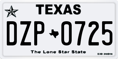 TX license plate DZP0725