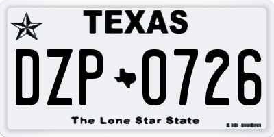 TX license plate DZP0726
