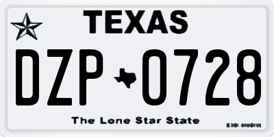 TX license plate DZP0728