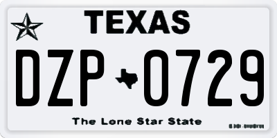 TX license plate DZP0729