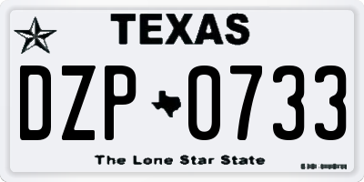 TX license plate DZP0733