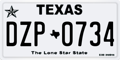 TX license plate DZP0734