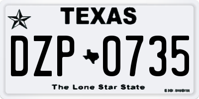 TX license plate DZP0735