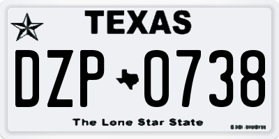 TX license plate DZP0738