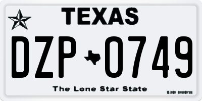 TX license plate DZP0749