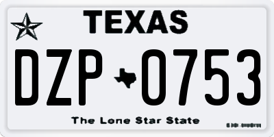 TX license plate DZP0753