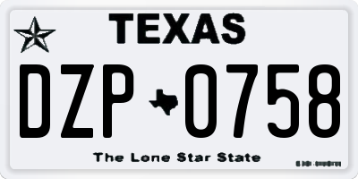 TX license plate DZP0758